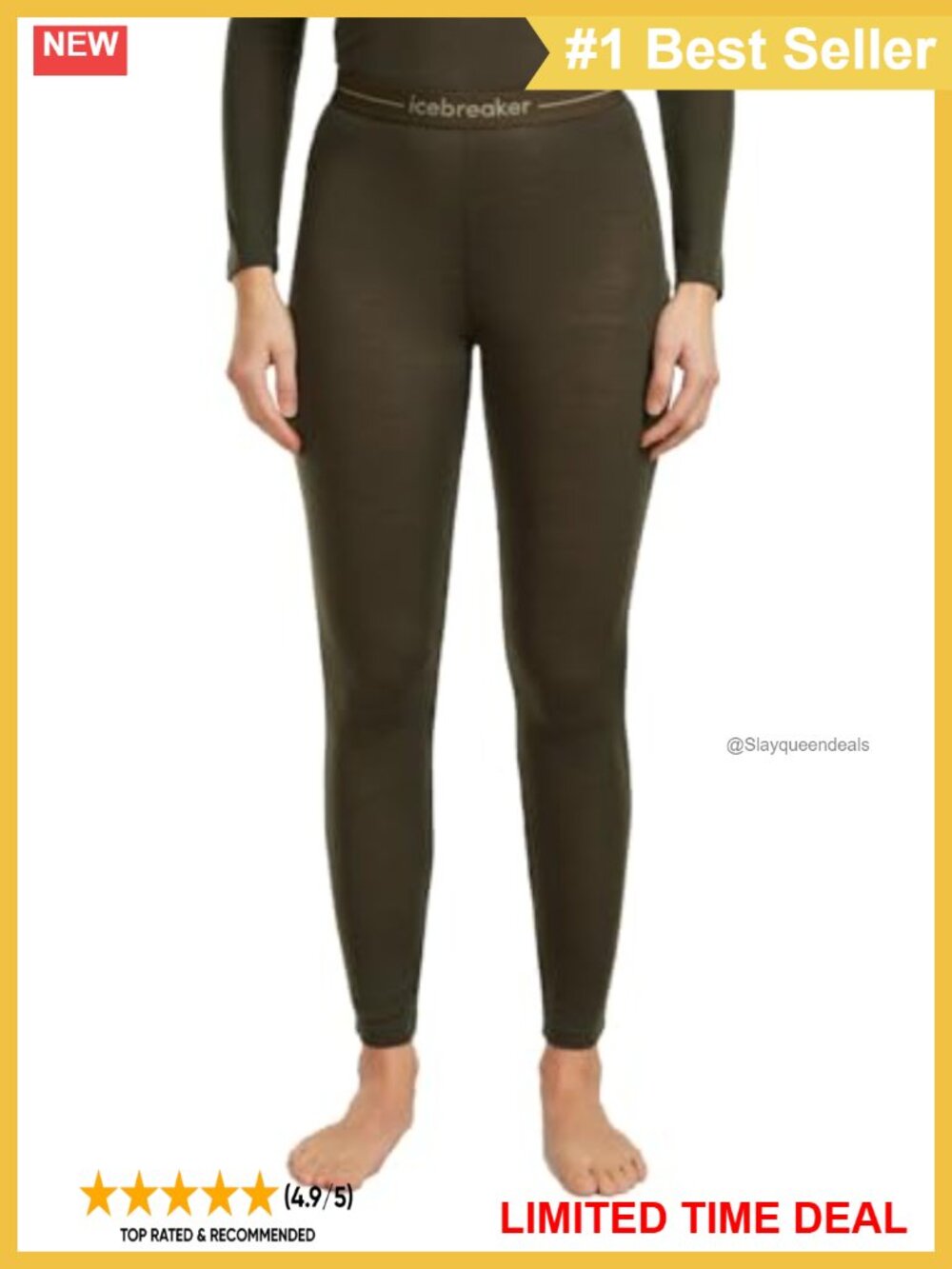 Merino Wool Base Layer Leggings Slim Fit Breathable Everyday Outdoor